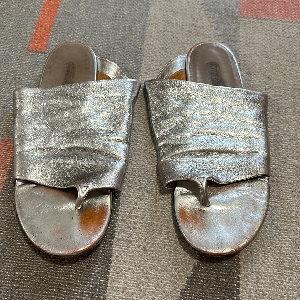 Marsell Silver Leather Glove Flat Sandal 38.5